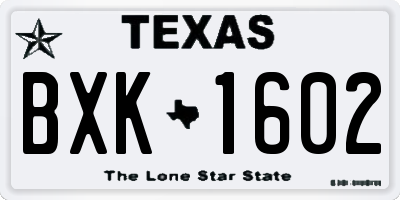 TX license plate BXK1602