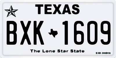 TX license plate BXK1609