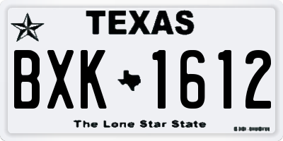 TX license plate BXK1612