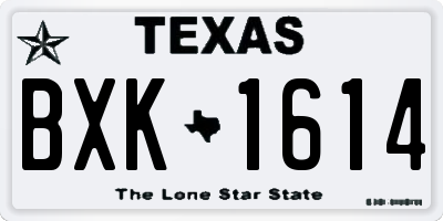 TX license plate BXK1614