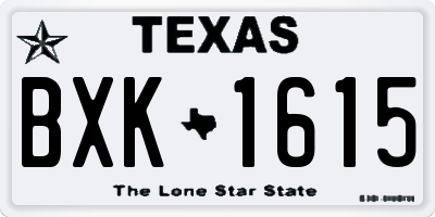TX license plate BXK1615