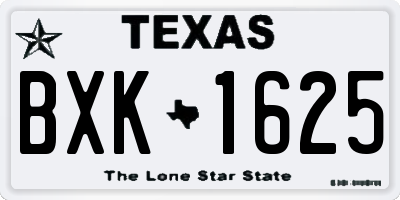 TX license plate BXK1625