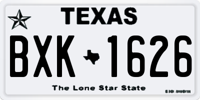 TX license plate BXK1626