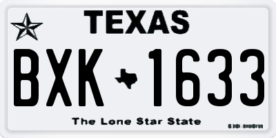 TX license plate BXK1633