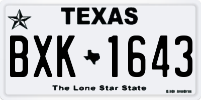 TX license plate BXK1643