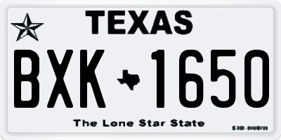TX license plate BXK1650