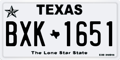 TX license plate BXK1651