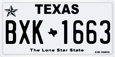 TX license plate BXK1663