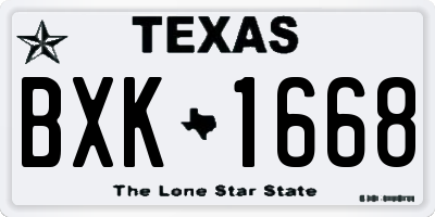 TX license plate BXK1668