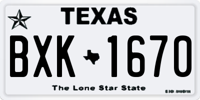 TX license plate BXK1670