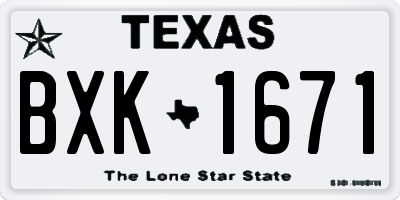 TX license plate BXK1671