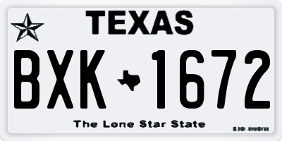 TX license plate BXK1672
