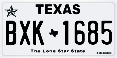 TX license plate BXK1685