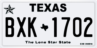 TX license plate BXK1702