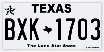 TX license plate BXK1703