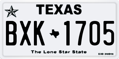 TX license plate BXK1705