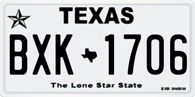 TX license plate BXK1706