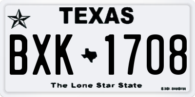TX license plate BXK1708