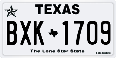TX license plate BXK1709