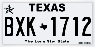 TX license plate BXK1712