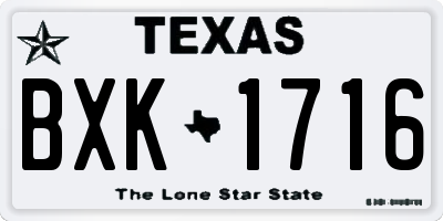 TX license plate BXK1716