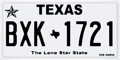 TX license plate BXK1721