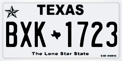 TX license plate BXK1723