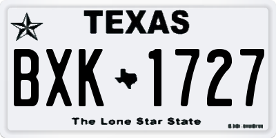 TX license plate BXK1727