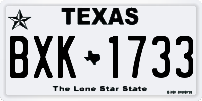 TX license plate BXK1733