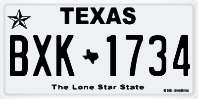 TX license plate BXK1734