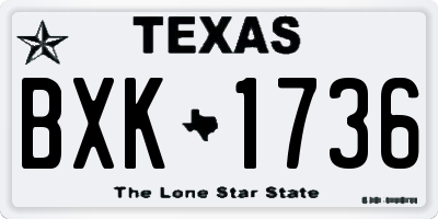 TX license plate BXK1736