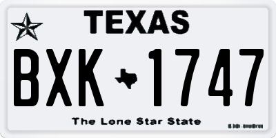 TX license plate BXK1747