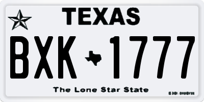 TX license plate BXK1777