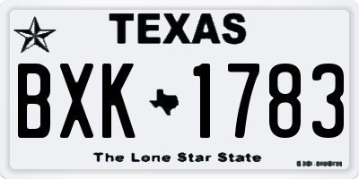 TX license plate BXK1783