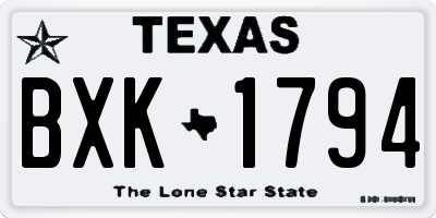 TX license plate BXK1794