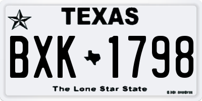 TX license plate BXK1798