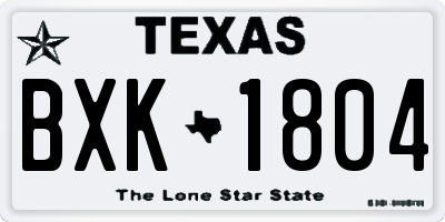 TX license plate BXK1804