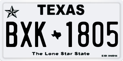 TX license plate BXK1805