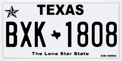 TX license plate BXK1808