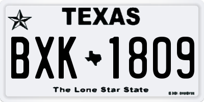 TX license plate BXK1809