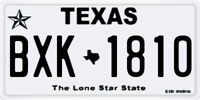 TX license plate BXK1810