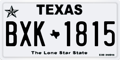 TX license plate BXK1815