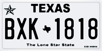 TX license plate BXK1818