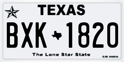 TX license plate BXK1820