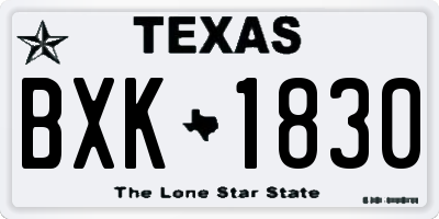 TX license plate BXK1830