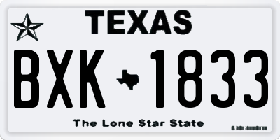 TX license plate BXK1833