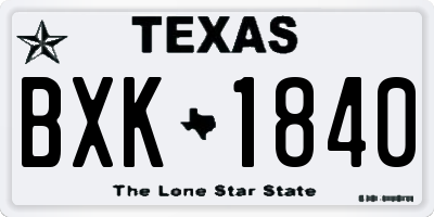 TX license plate BXK1840