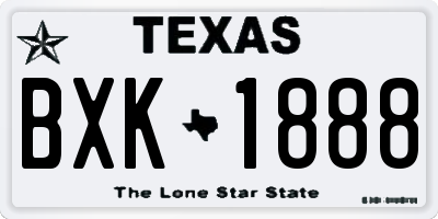 TX license plate BXK1888