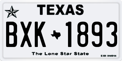 TX license plate BXK1893