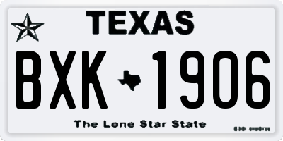 TX license plate BXK1906